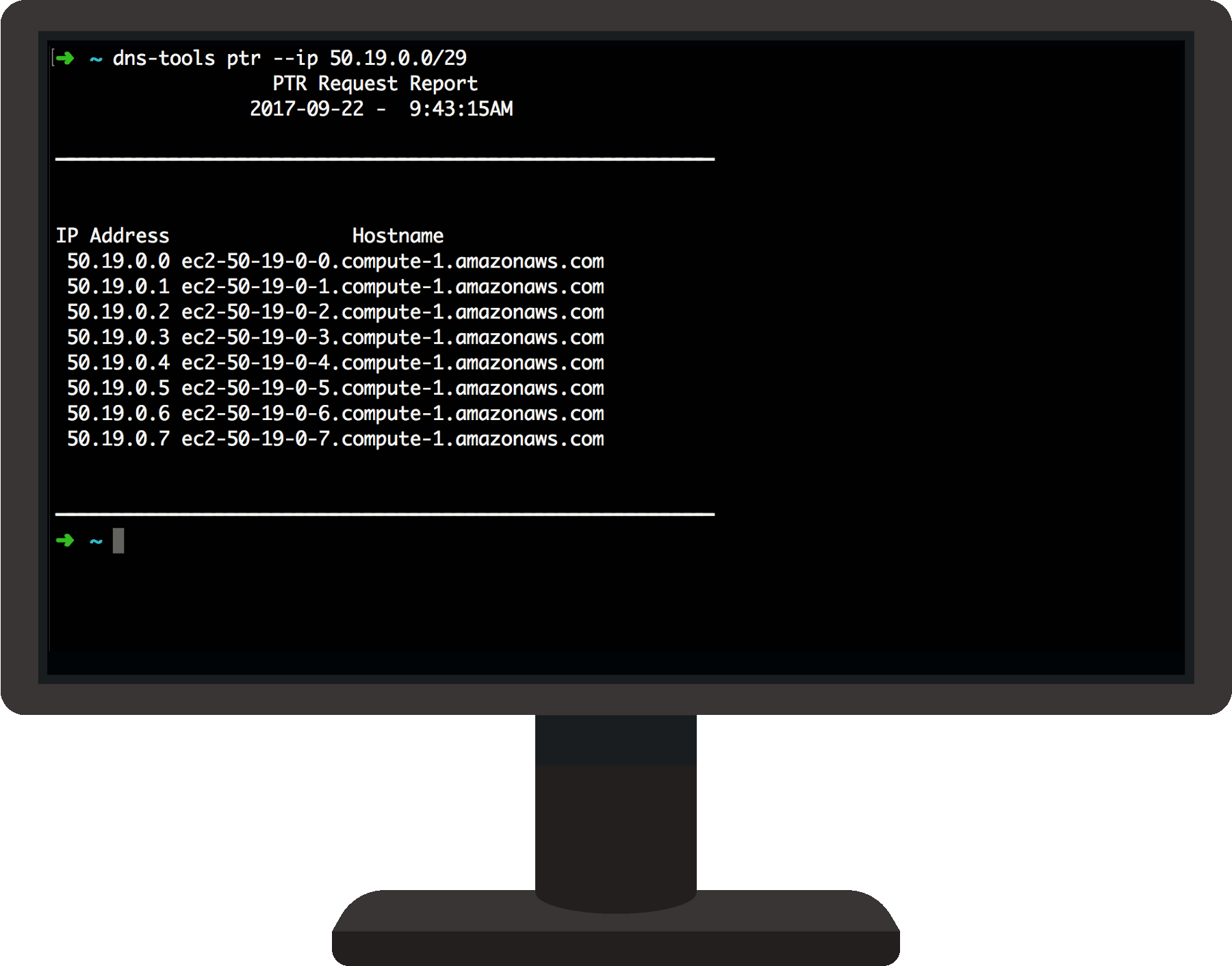 A PC screen running DNS Tools